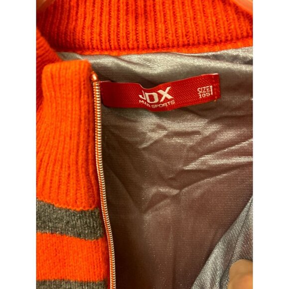 JDX 1/4 Zip Pullover Sweater Lined Wool Orange Gray Geometric Design Sz Large - Picture 5 of 9